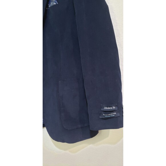 Tailorbyrd Men’s Two-Button Navy Blue Corduroy Blazer Sport Coat Jacket Size 44R - Picture 3 of 9